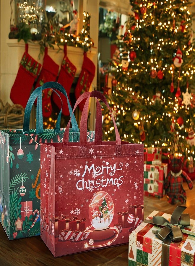 YANGTE 8 Pack Christmas Gift Bags with Handles, Large Non-Woven Tote Bags for Wrapping Xmas Party Favors, 12.8"x9.8"x6.7 - Image 2